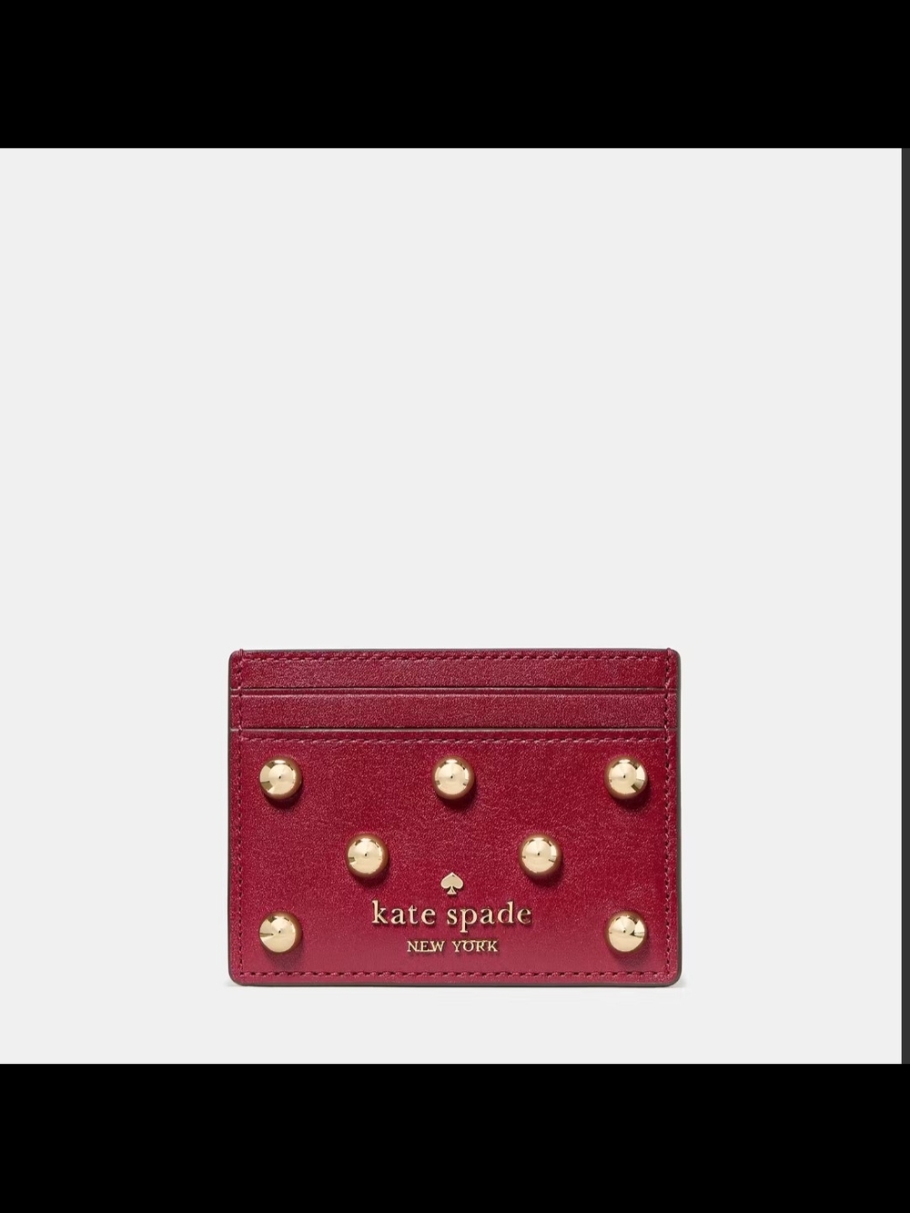 kate spade Red Leather Card Case with Gold Studs